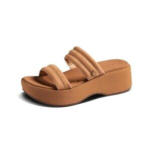 Reef Lofty Lux Hi Women Size 11 Platform Sandals Comfort Brown Natural CJ0660